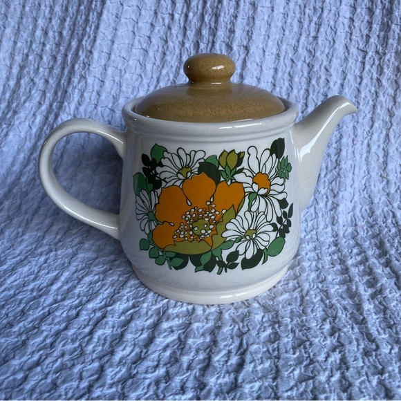 Vintage Sadler teapot stonewear buttercup & daisy print groovy MCM - Picture 5 of 15